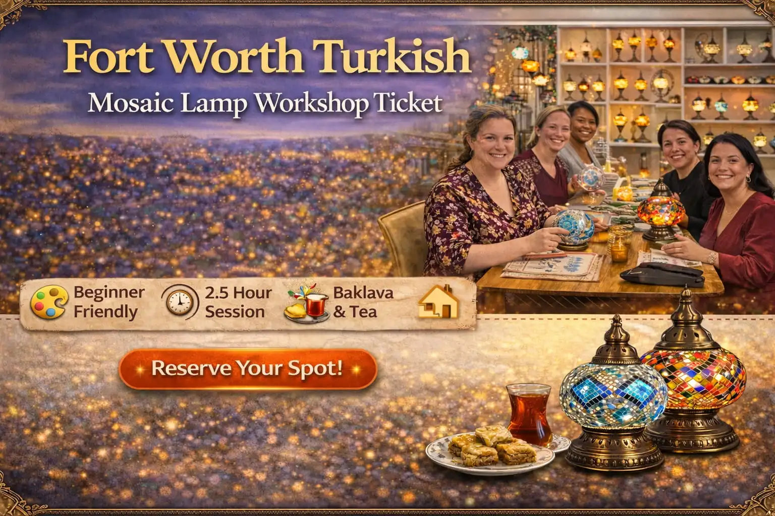 Fort Worth Turkish Mosaic Lamp Workshop Ticket
