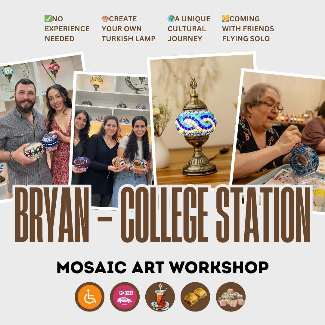 Discover Turkish Mosaic Lamp Workshops in Bryan & College Station, TX - turkish-lamp-workshop-PedalisaArt