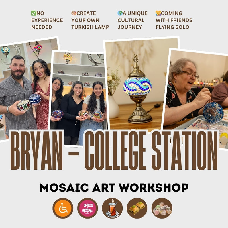 Discover Turkish Mosaic Lamp Workshops in Bryan & College Station, TX - turkish-lamp-workshop-PedalisaArt