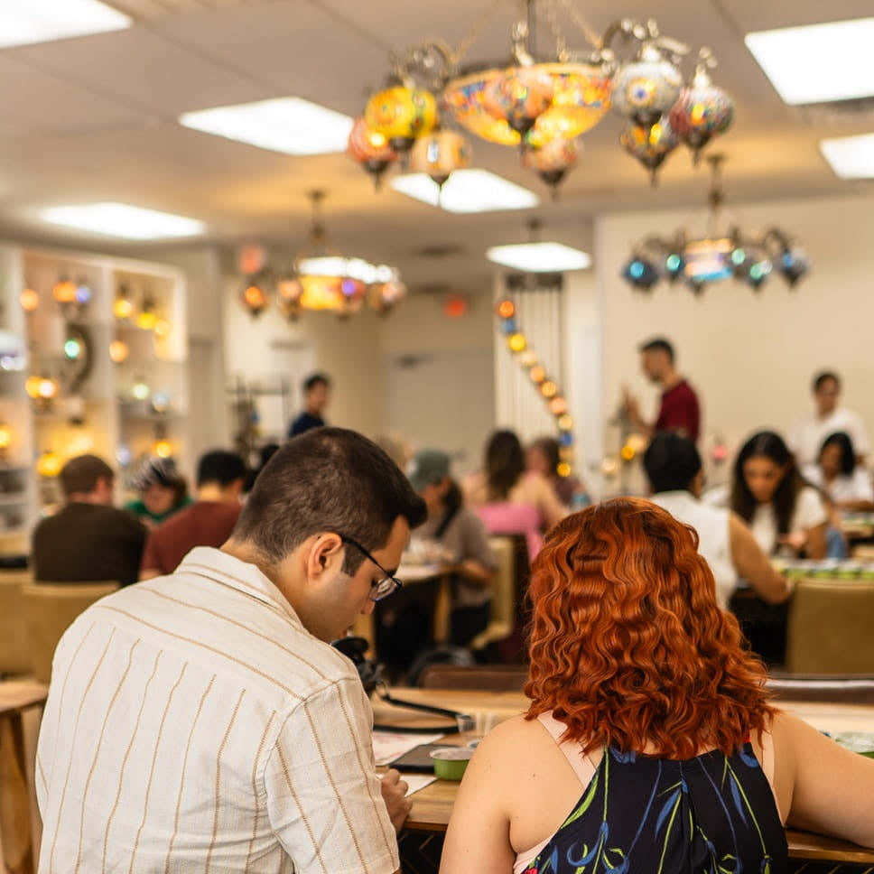 Experience a Turkish Mosaic Art Class in Corpus Christi, TX - turkish-lamp-workshop-PedalisaArt