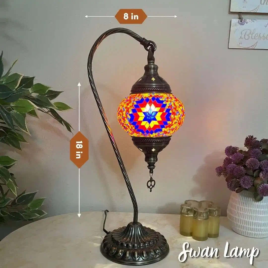 Handmade Turkish Moroccan Mosaic Lamp - Dallas - Blue-Red - turkish-lamp-workshop-PedalisaArt