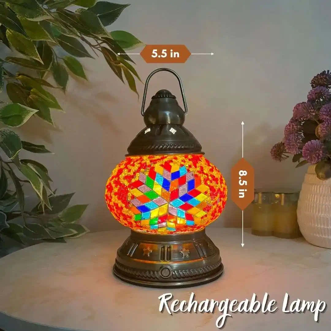 Handmade Turkish Moroccan Mosaic Lamp - Dallas - Mix Color - turkish-lamp-workshop-PedalisaArt