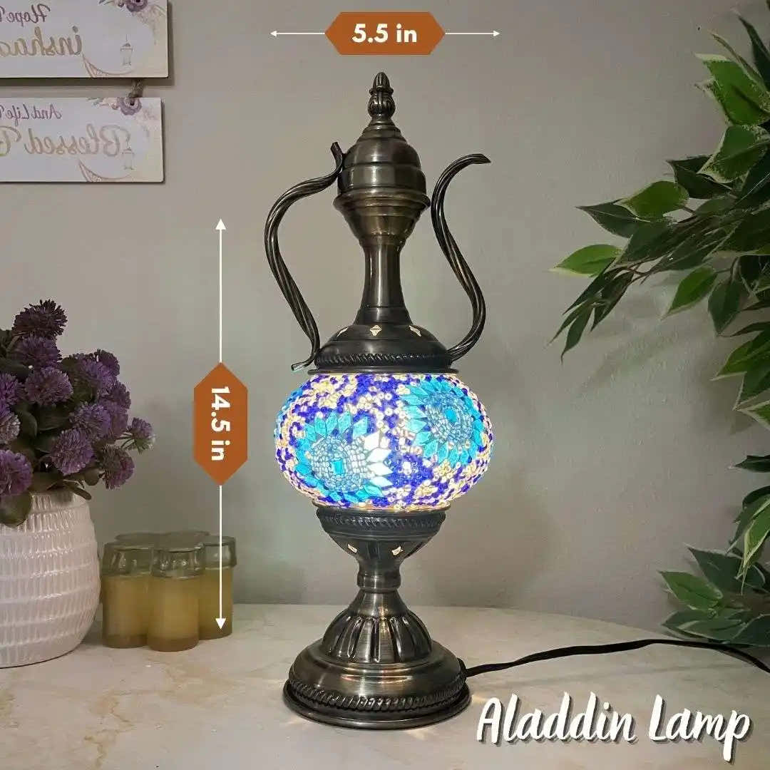 Handmade Turkish Moroccan Mosaic Lamp - Kansas Blue - turkish-lamp-workshop-PedalisaArt