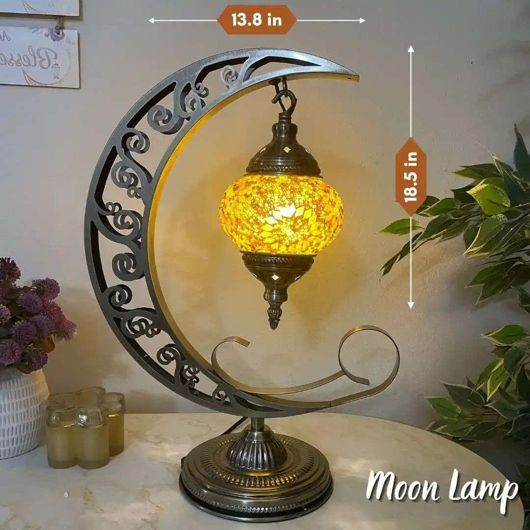 Handmade Turkish Moroccan Mosaic Lamp - Kansas Yellow Brown - turkish-lamp-workshop-PedalisaArt