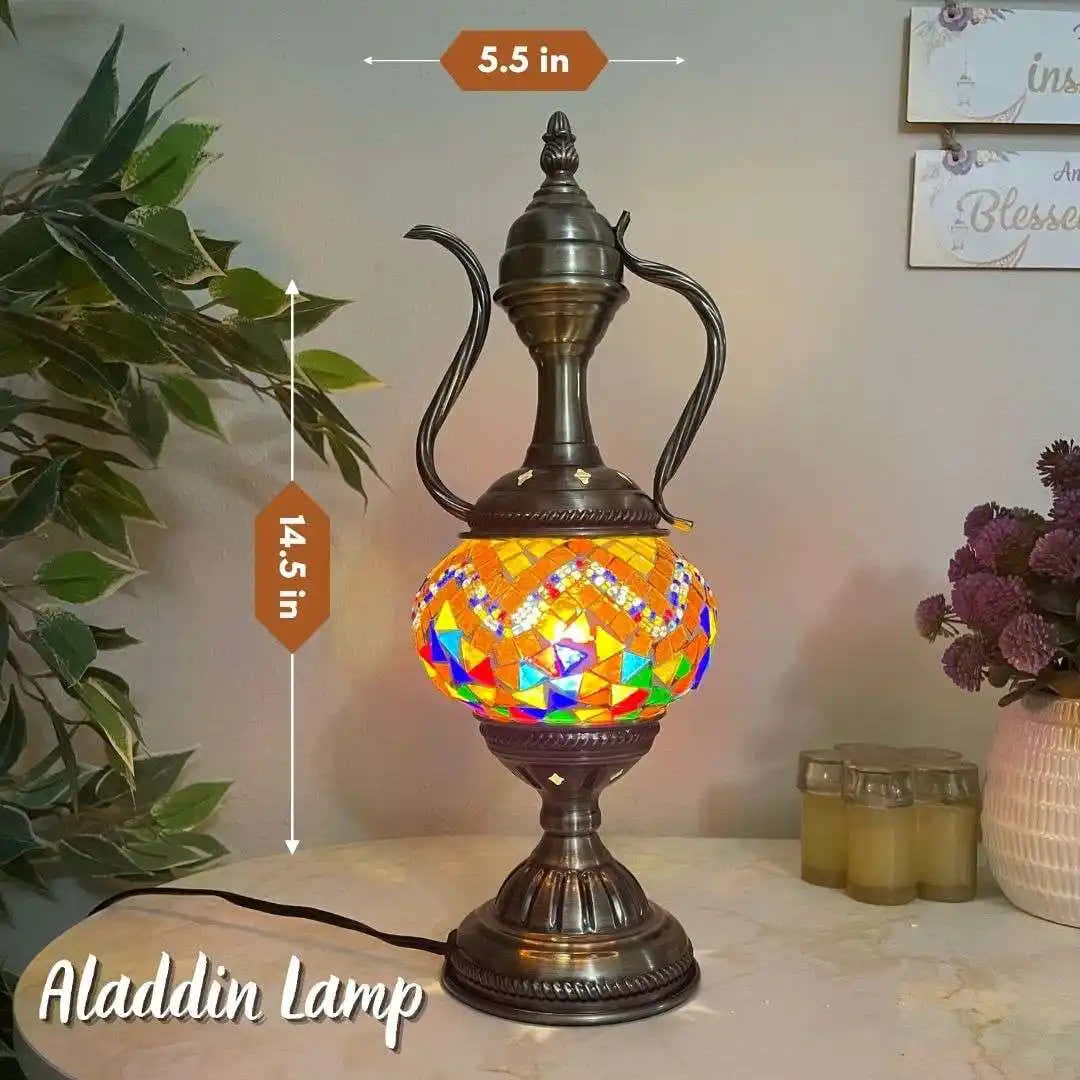 Handmade Turkish Moroccan Mosaic Lamp - Mexico Mix Color - turkish-lamp-workshop-PedalisaArt