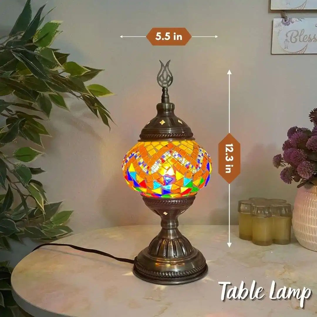 Handmade Turkish Moroccan Mosaic Lamp - Mexico Mix Color - turkish-lamp-workshop-PedalisaArt