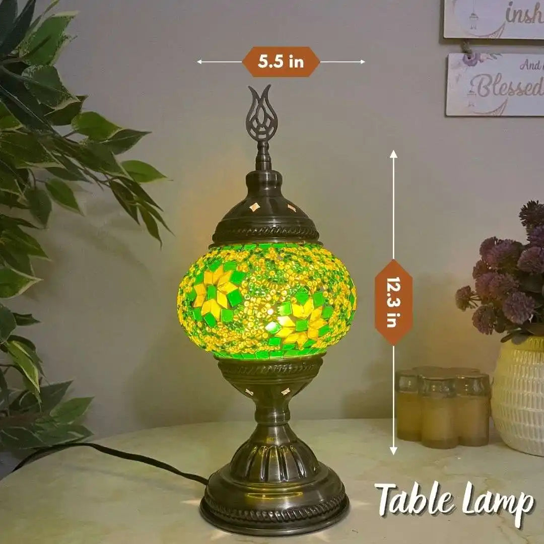 Handmade Turkish Moroccan Mosaic Lamp - Miami Green-Yellow - turkish-lamp-workshop-PedalisaArt