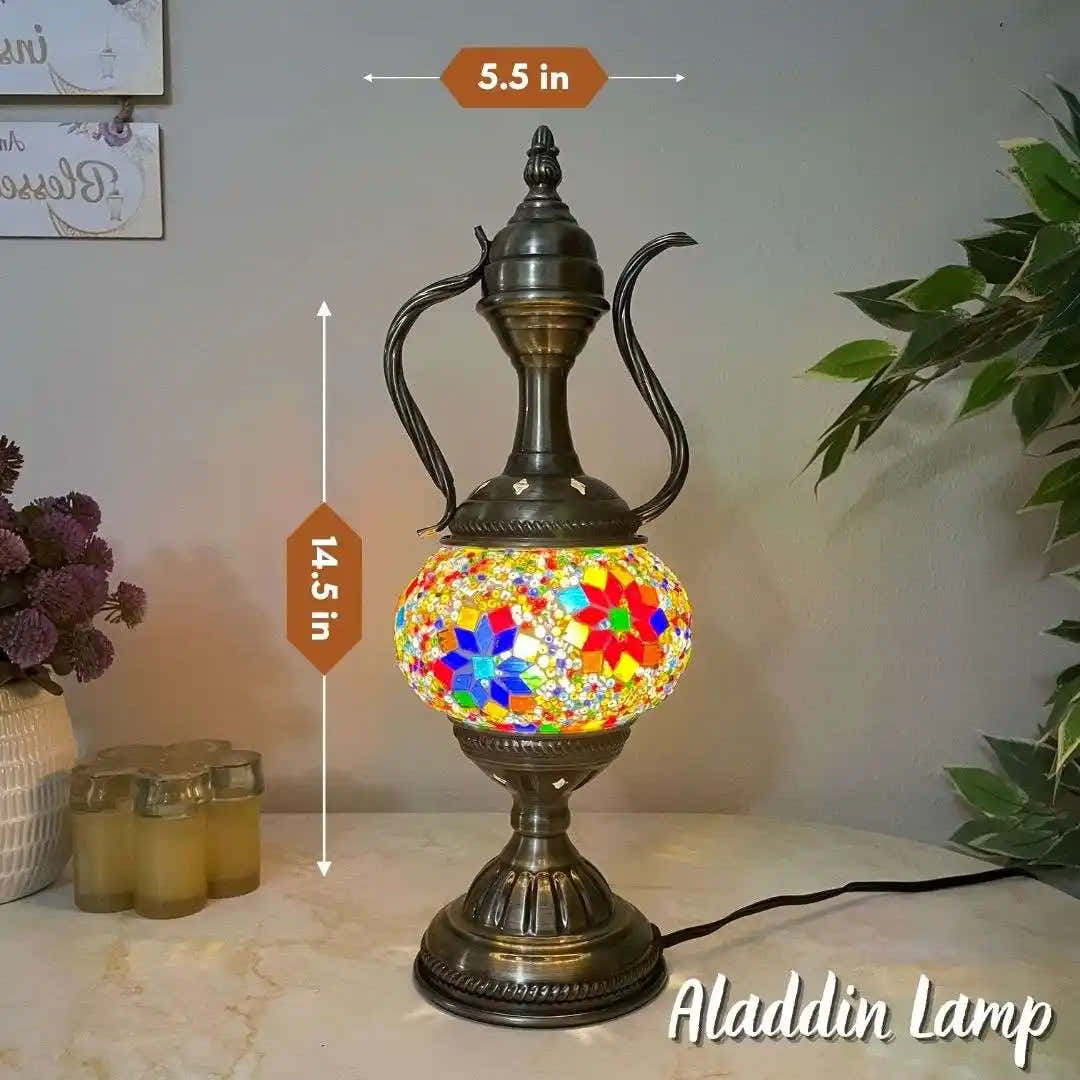 Handmade Turkish Moroccan Mosaic Lamp - Miami Rainbow - turkish-lamp-workshop-PedalisaArt