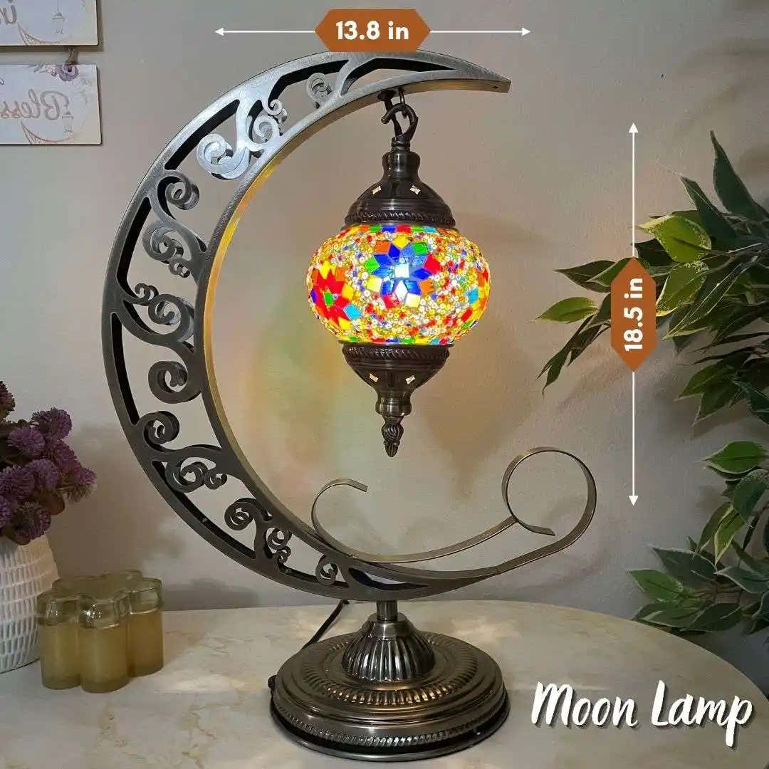 Handmade Turkish Moroccan Mosaic Lamp - Miami Rainbow - turkish-lamp-workshop-PedalisaArt
