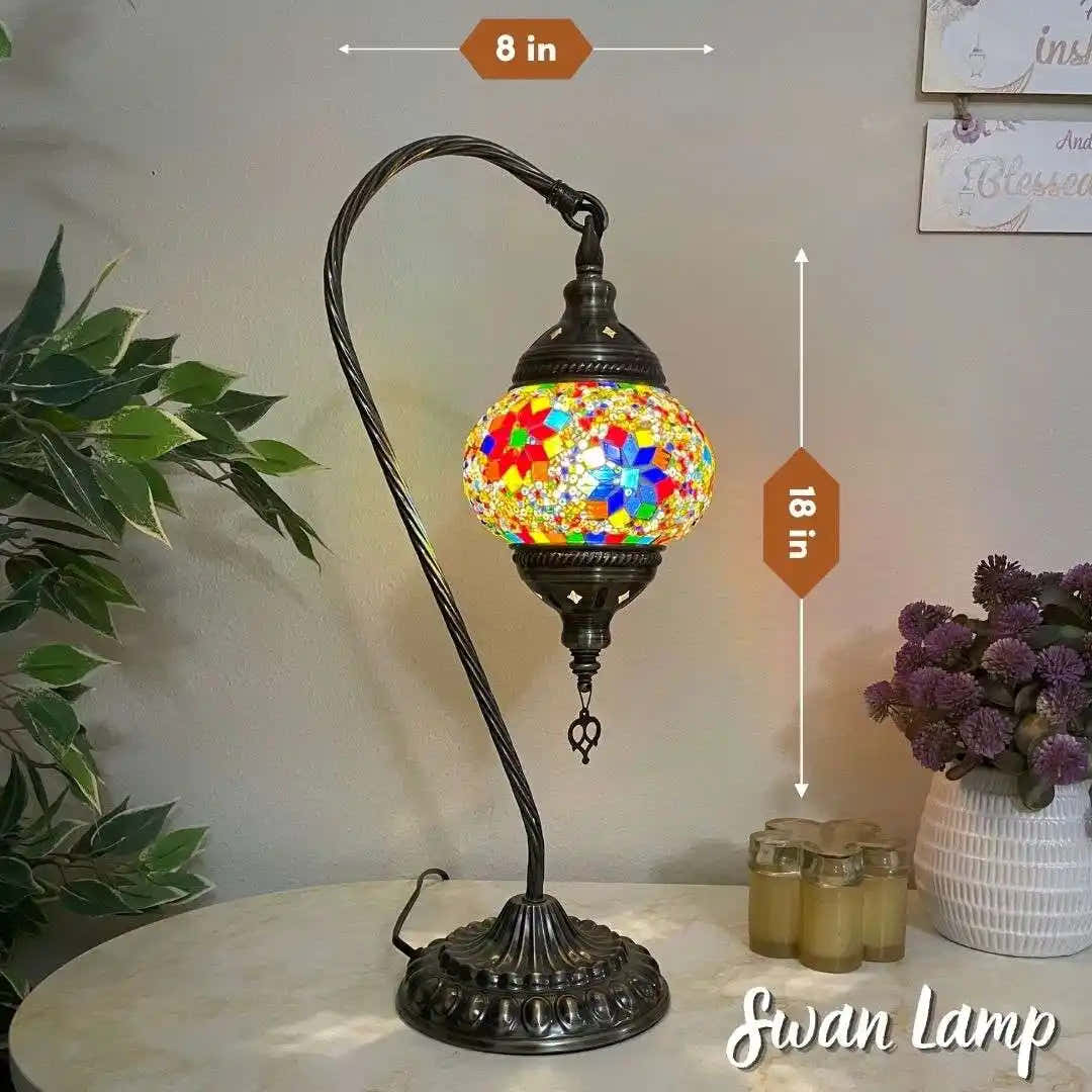 Handmade Turkish Moroccan Mosaic Lamp - Miami Rainbow - turkish-lamp-workshop-PedalisaArt