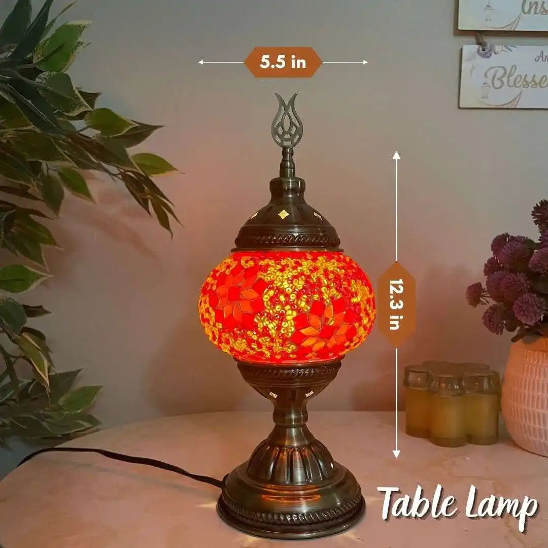 Handmade Turkish Moroccan Mosaic Lamp - Miami - Red-Orange - turkish-lamp-workshop-PedalisaArt