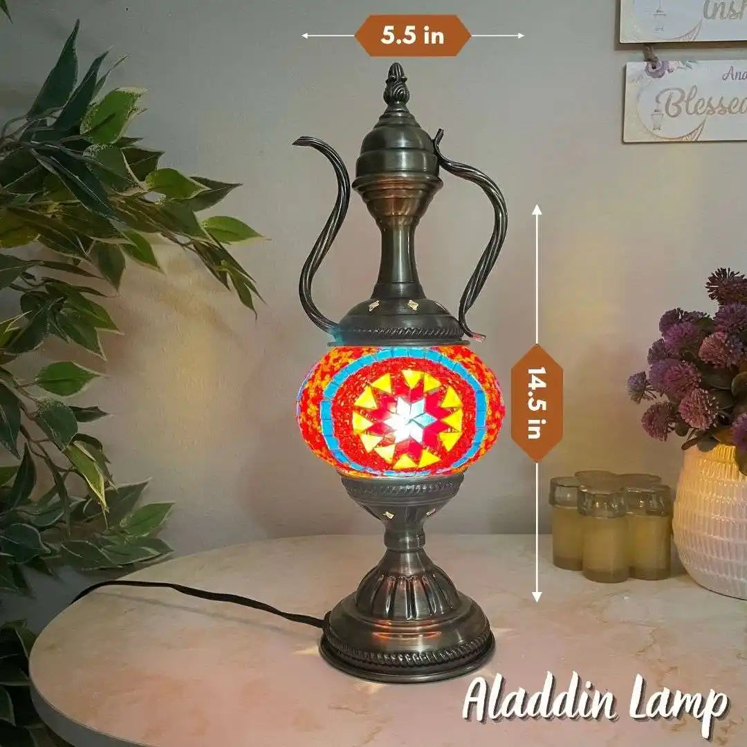 Handmade Turkish Moroccan Mosaic Lamp - New Orleans Mix Color - turkish-lamp-workshop-PedalisaArt
