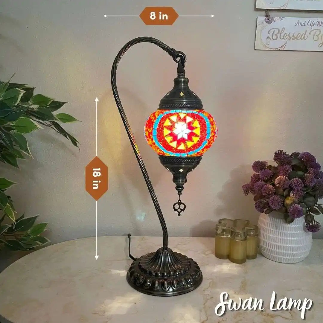 Handmade Turkish Moroccan Mosaic Lamp - New Orleans Mix Color - turkish-lamp-workshop-PedalisaArt