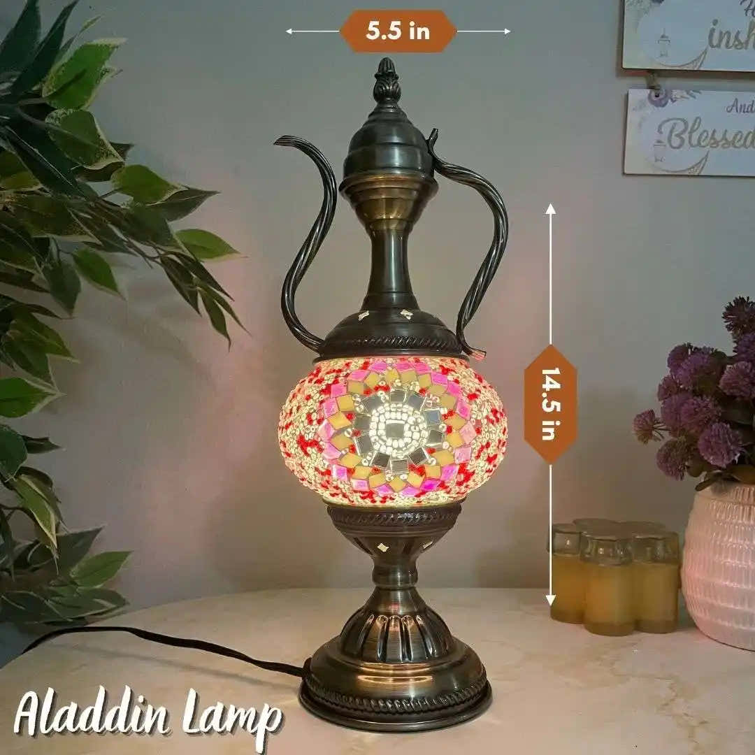 Handmade Turkish Moroccan Mosaic Lamp - Orlando Pink White - turkish-lamp-workshop-PedalisaArt