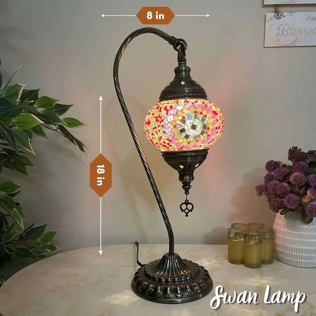 Handmade Turkish Moroccan Mosaic Lamp - Orlando Pink White - turkish-lamp-workshop-PedalisaArt