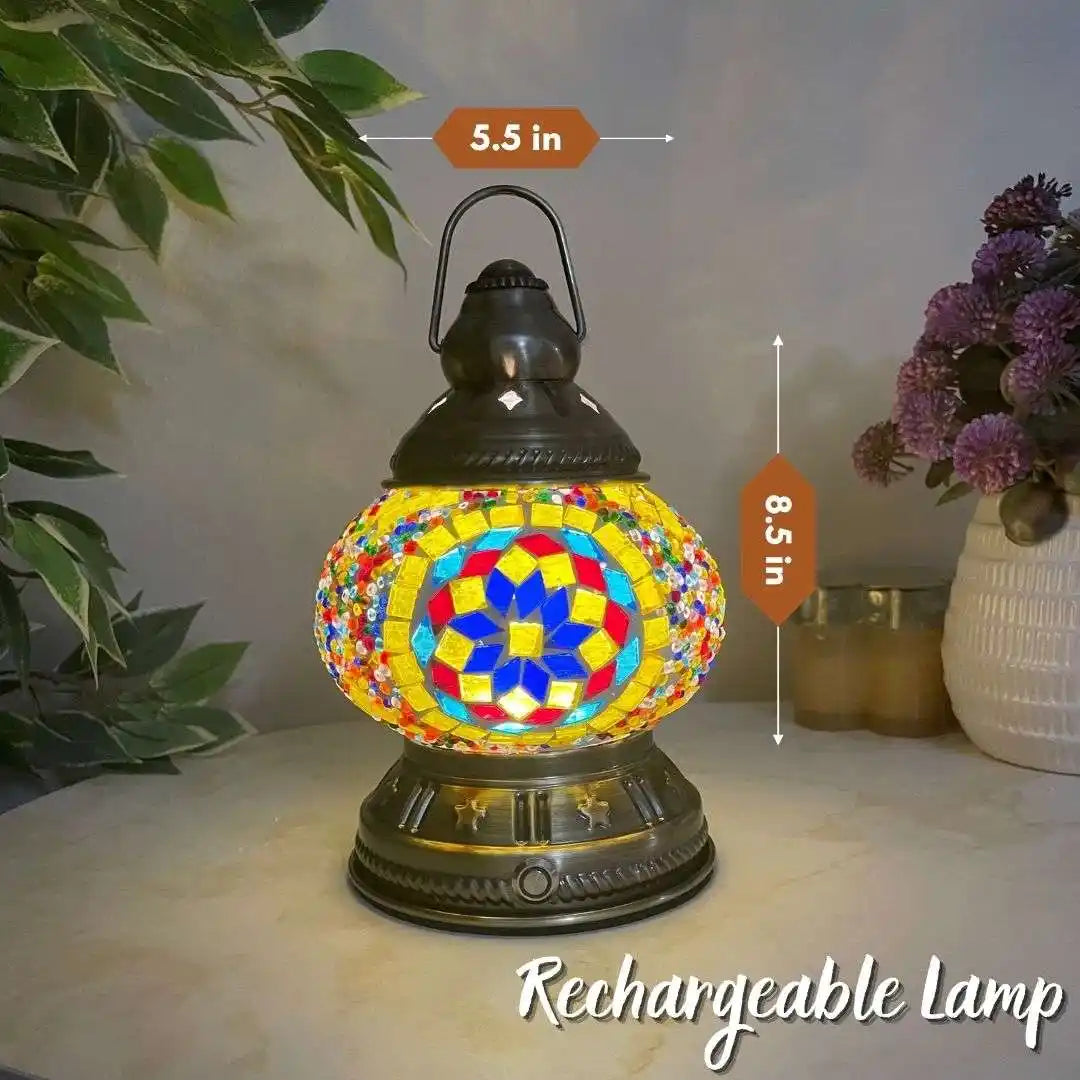 Handmade Turkish Moroccan Mosaic Lamp - San Diego Rainbow - turkish-lamp-workshop-PedalisaArt