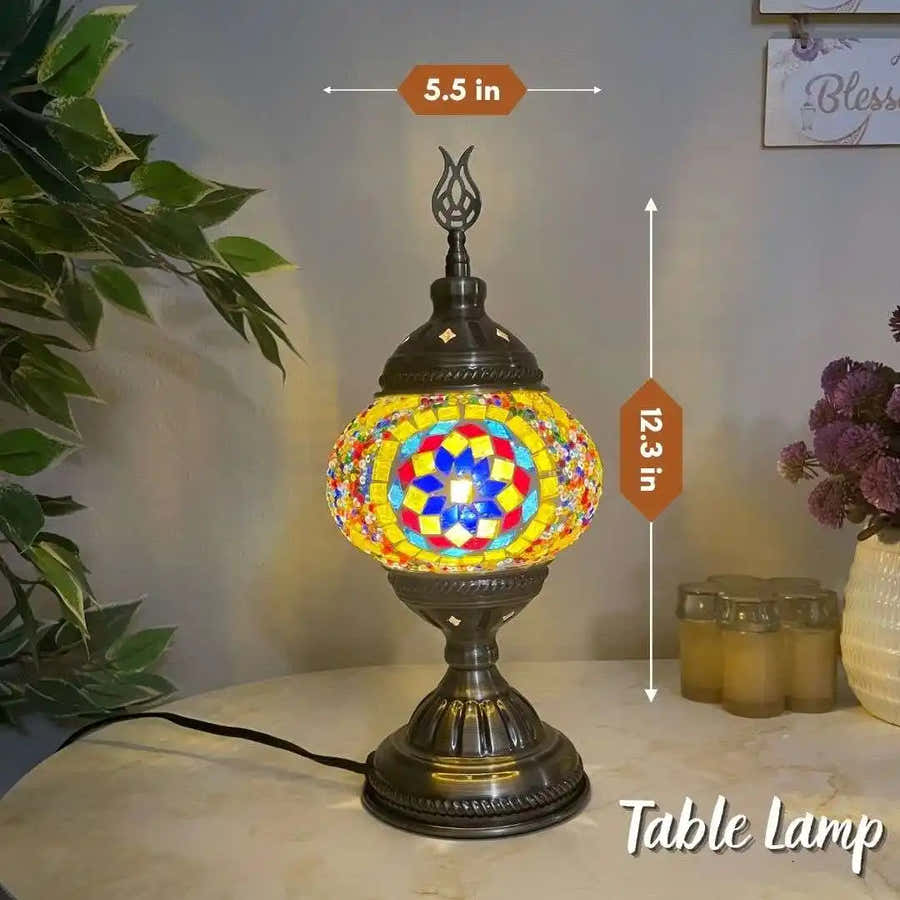 Handmade Turkish Moroccan Mosaic Lamp - San Diego Rainbow - turkish-lamp-workshop-PedalisaArt