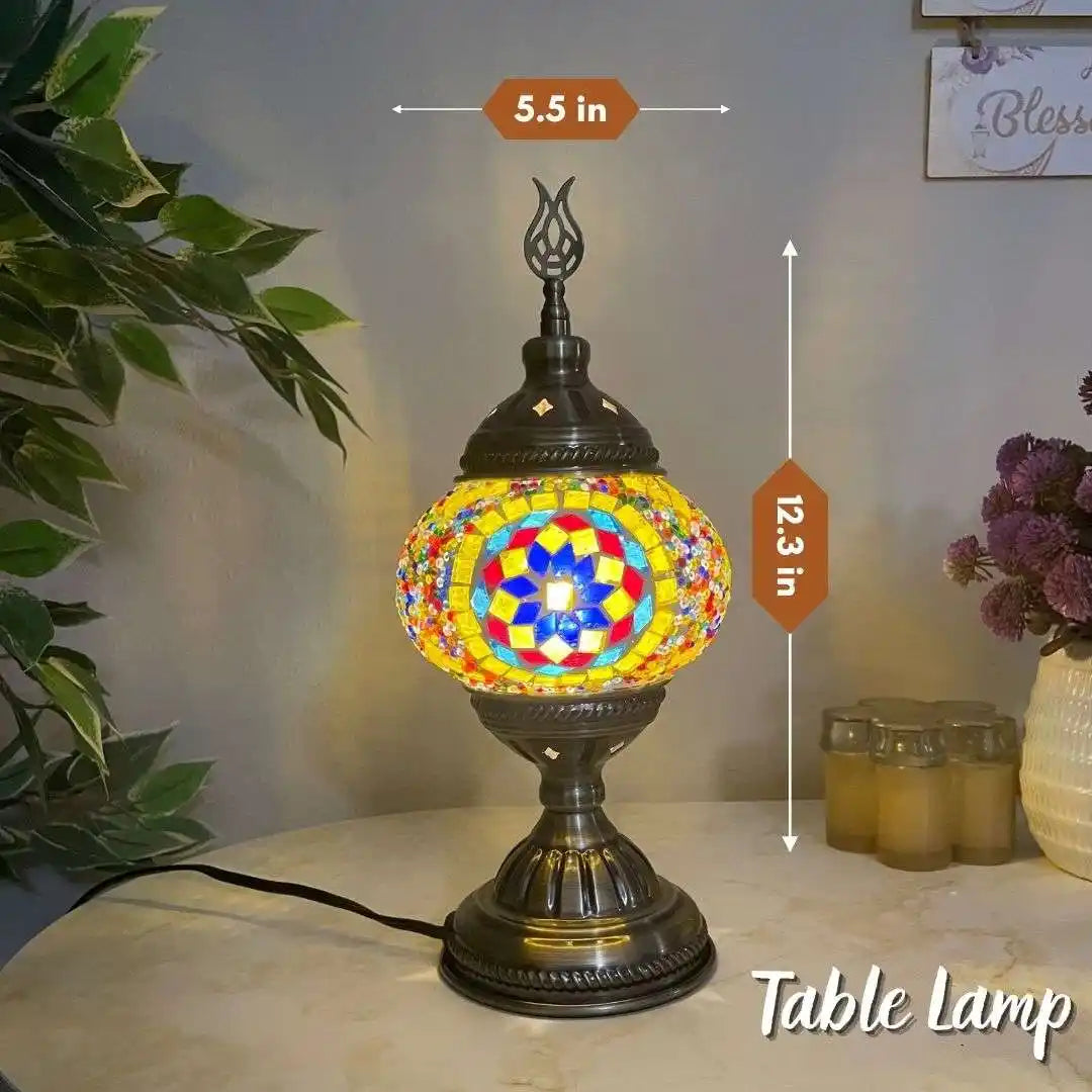 Handmade Turkish Moroccan Mosaic Lamp - San Diego Rainbow - turkish-lamp-workshop-PedalisaArt