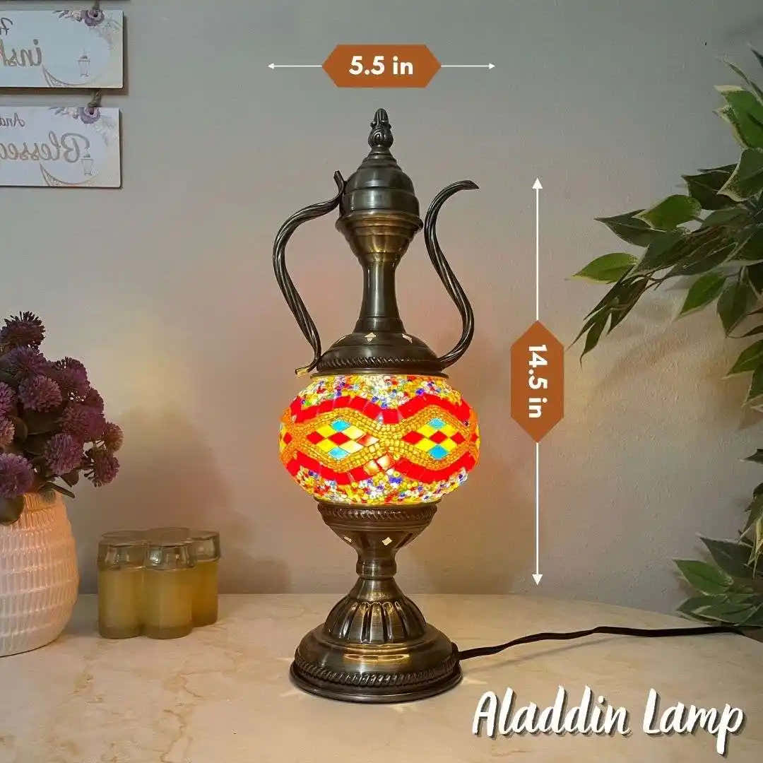 Handmade Turkish Moroccan Mosaic Lamp – San Francisco Mix Color Table Lamp - turkish-lamp-workshop-PedalisaArt