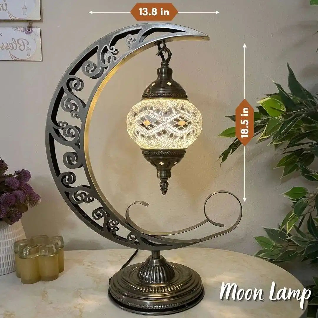 Handmade Turkish Moroccan Mosaic Lamp - San Francisco White Mirror - turkish-lamp-workshop-PedalisaArt