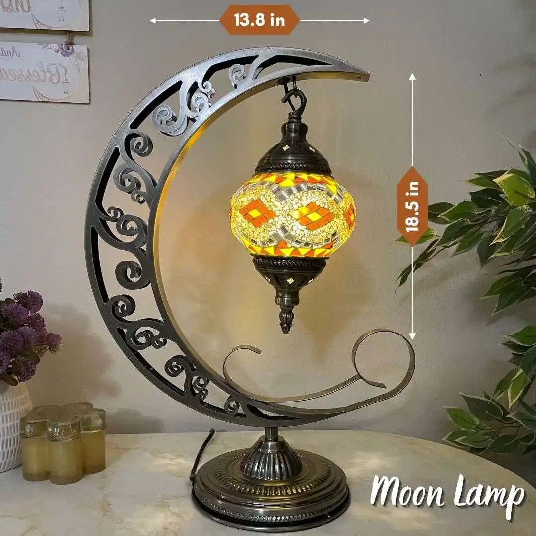 Handmade Turkish Moroccan Mosaic Lamp - San Francisco Yellow Brown - turkish-lamp-workshop-PedalisaArt