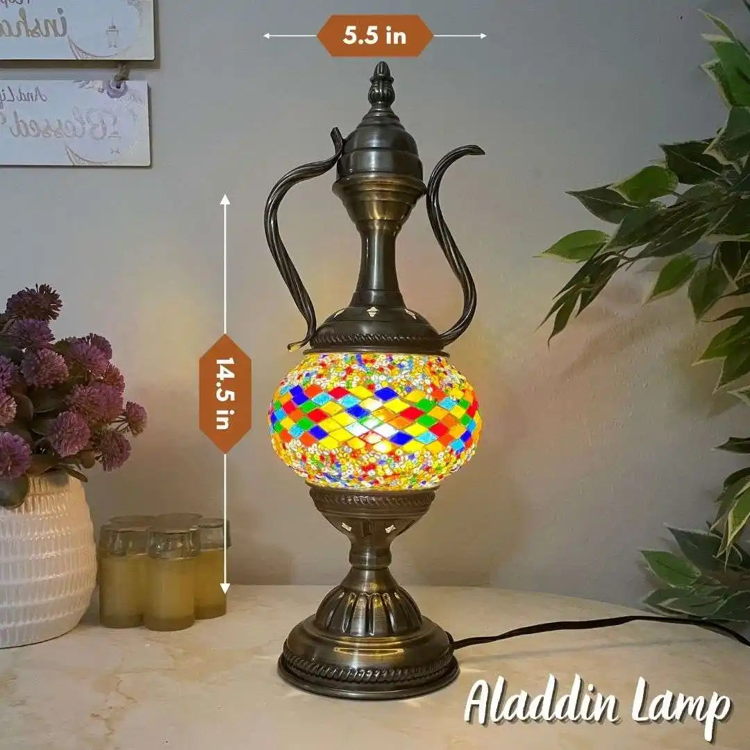 Handmade Turkish Moroccan Mosaic Lamp - Vegas Rainbow - turkish-lamp-workshop-PedalisaArt