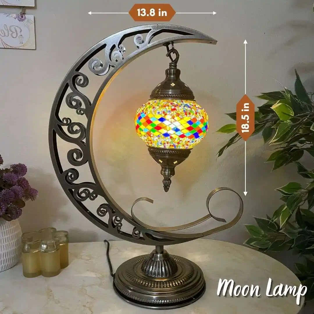 Handmade Turkish Moroccan Mosaic Lamp - Vegas Rainbow - turkish-lamp-workshop-PedalisaArt