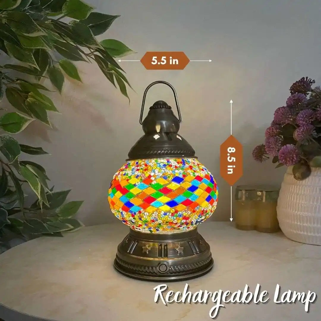 Handmade Turkish Moroccan Mosaic Lamp - Vegas Rainbow - turkish-lamp-workshop-PedalisaArt