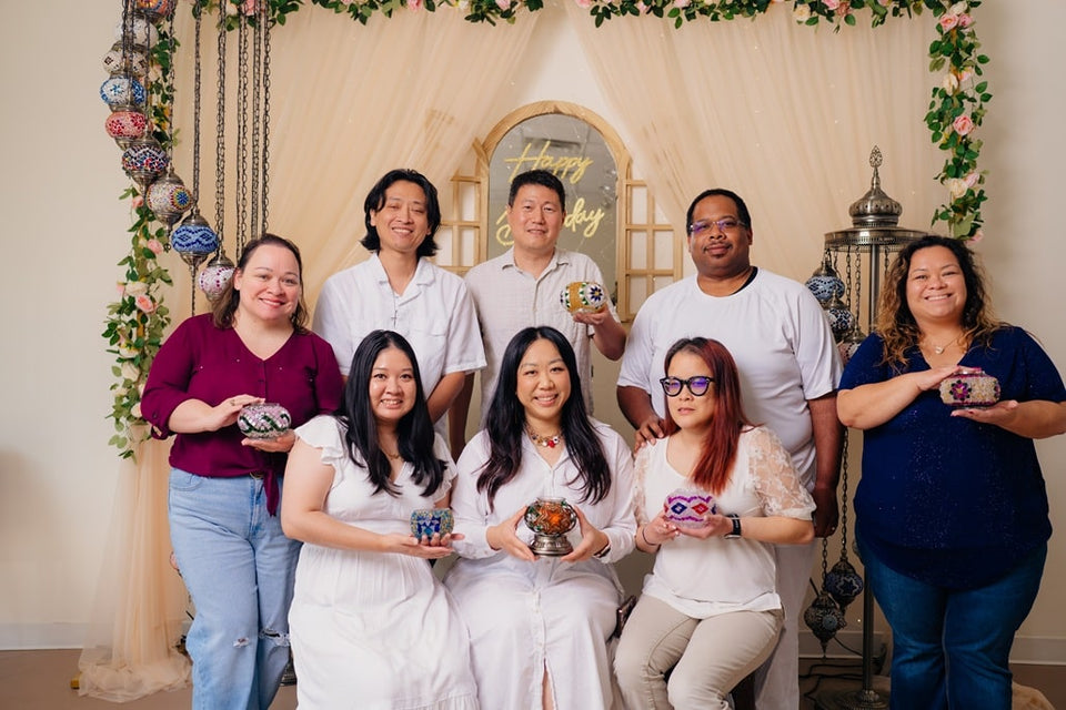 Turkish mosaic lamp workshop group photo