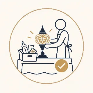 Illustration of a person presenting a trophy with a gold star on a white background