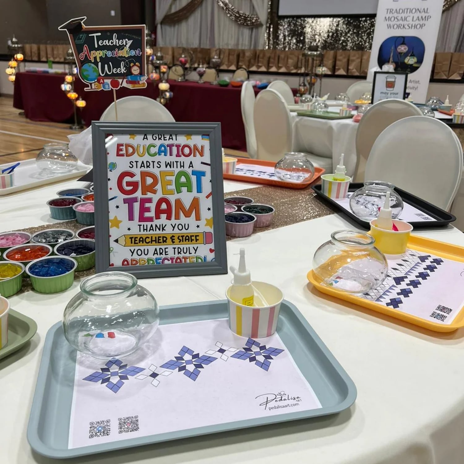 Community Mosaic Lamp Workshops – Public Art Events by Pedalisa Art