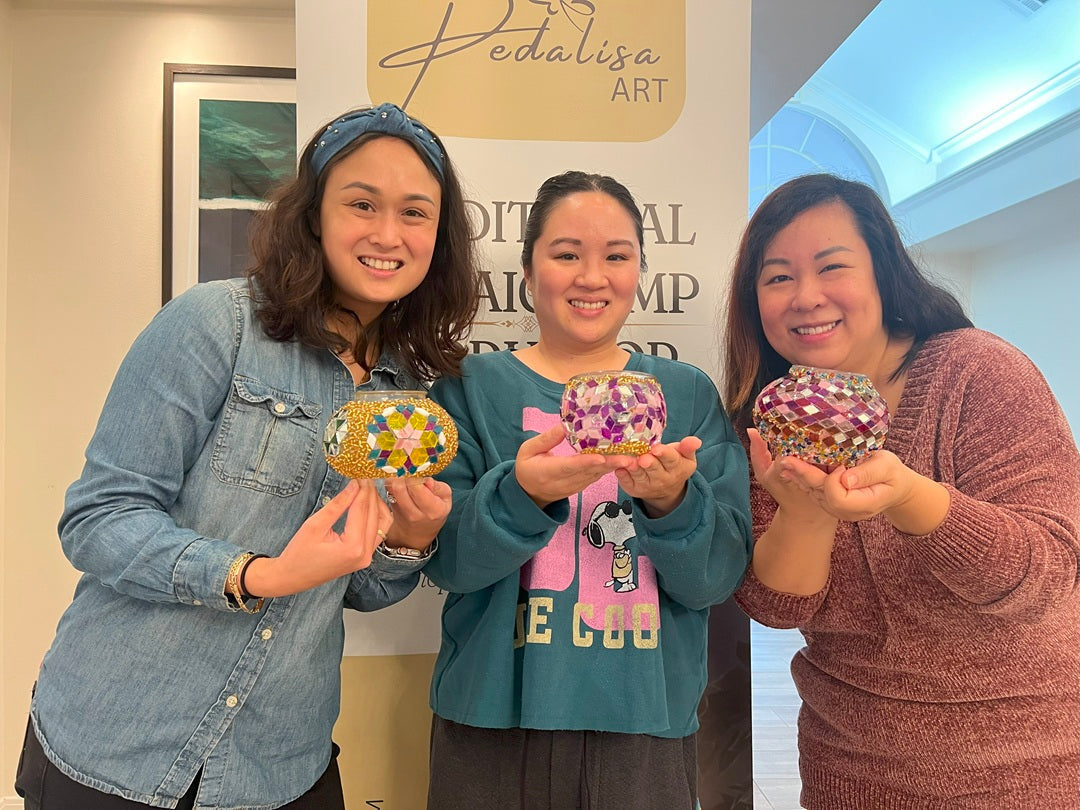 Discover the beauty of Turkish mosaic lamps & create your own at Pedalisa Art workshops or DIY kits. Handmade, colorful, and full of tradition