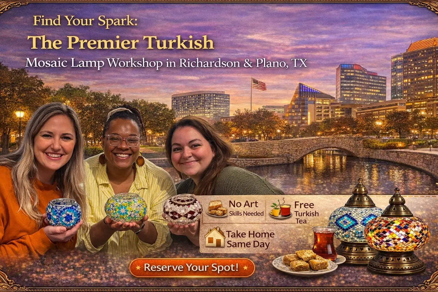 Richardson & Plano Turkish Mosaic Lamp Workshop | Book Now