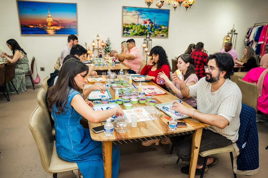 Turkish mosaic lamp workshop at the Pedalisa Art studio in Sugar Land, Houston