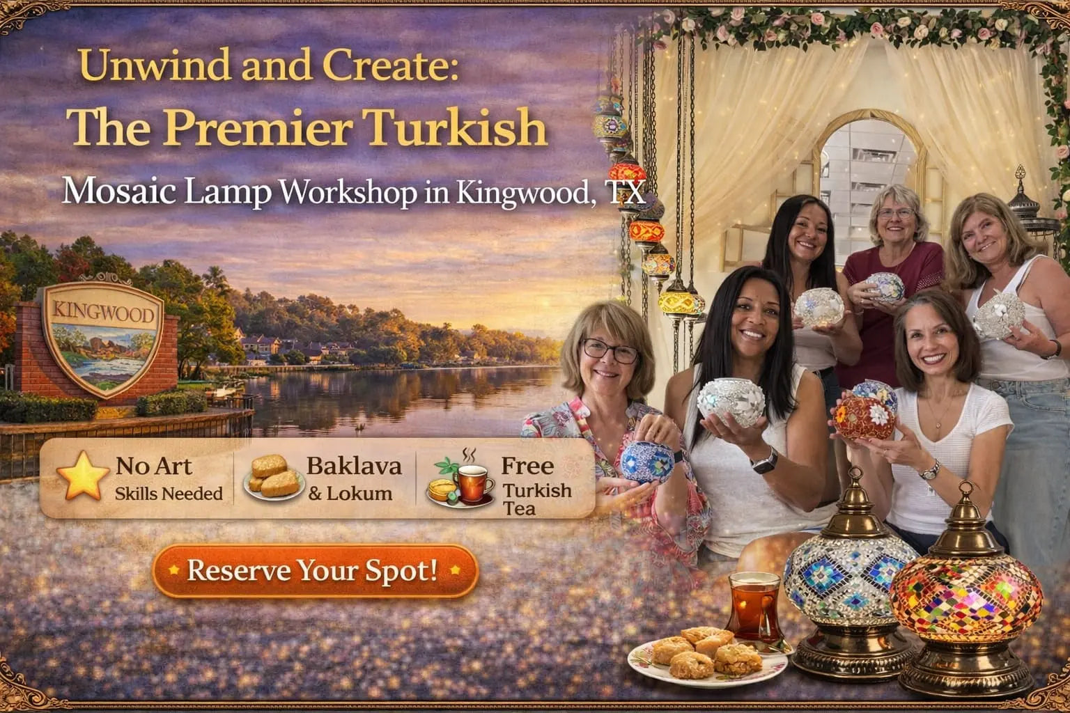 Unwind and Create: The Premier Turkish Mosaic Lamp Workshop in Kingwood, TX