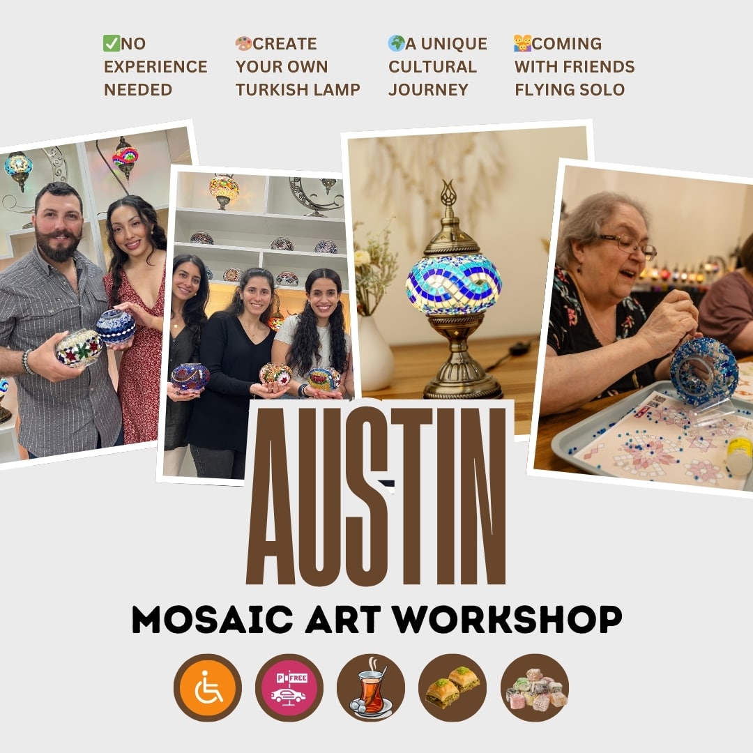 Mosaic Art Workshop in Austin -  turkish-lamp-workshop-PedalisaArt