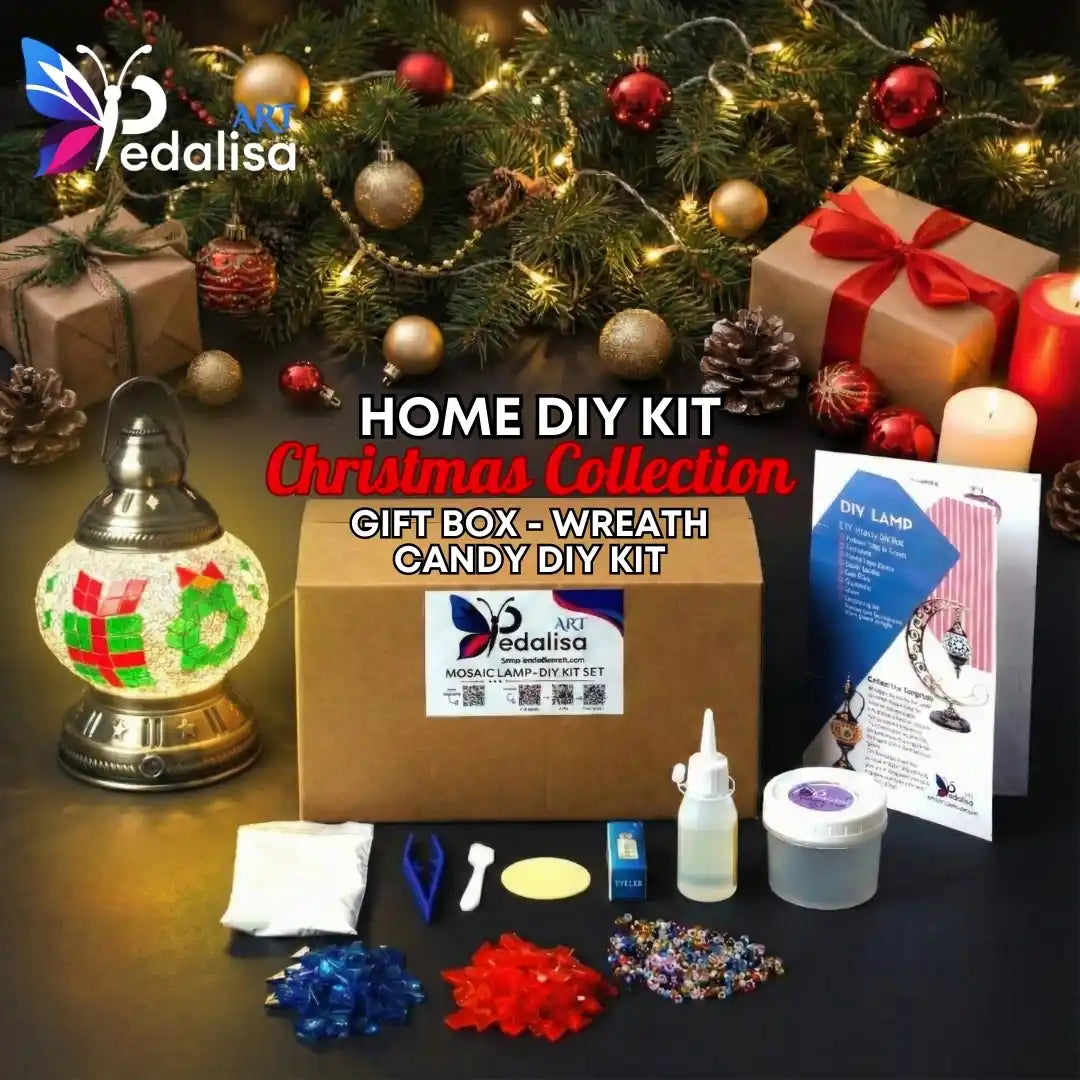 Christmas Home DIY Kit Gift Box- Wreath- Candy -  turkish-lamp-workshop-PedalisaArt