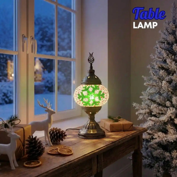 Christmas Home DIY Kit Green Snowflake - DIY Mosaic Lamp Kits | Turkish & Moroccan Designs | Pedalisa Art koleksiyonundan