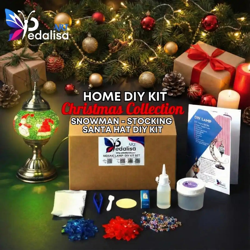 Christmas Home DIY Kit Snowman - Stocking - Santa Hat -  turkish-lamp-workshop-PedalisaArt