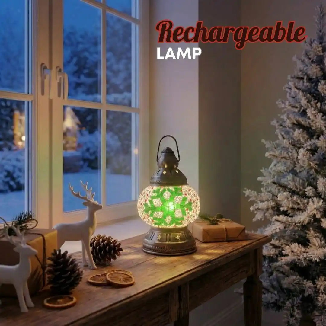 Christmas Mosaic DIY Kit – Green Snowflake -  turkish-lamp-workshop-PedalisaArt