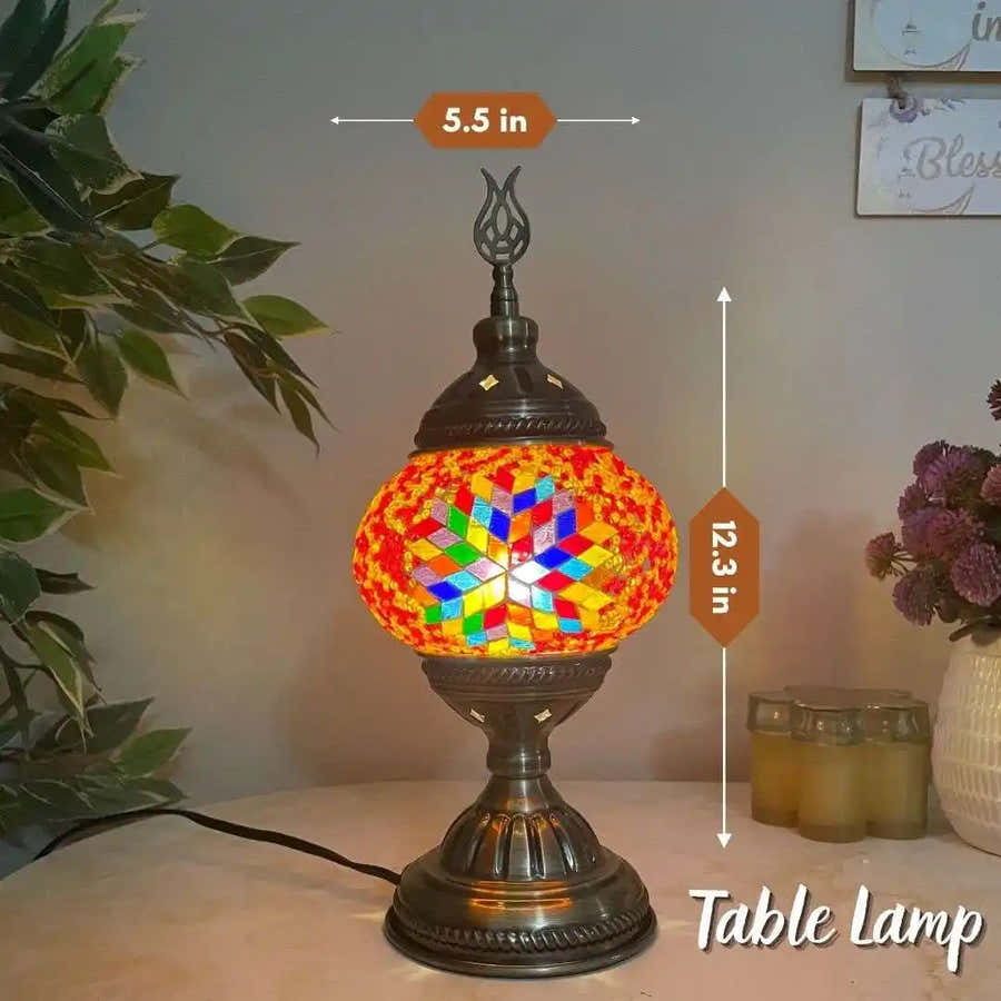 Handmade Turkish Moroccan Mosaic Lamp - Dallas - Mix Color -  turkish-lamp-workshop-PedalisaArt