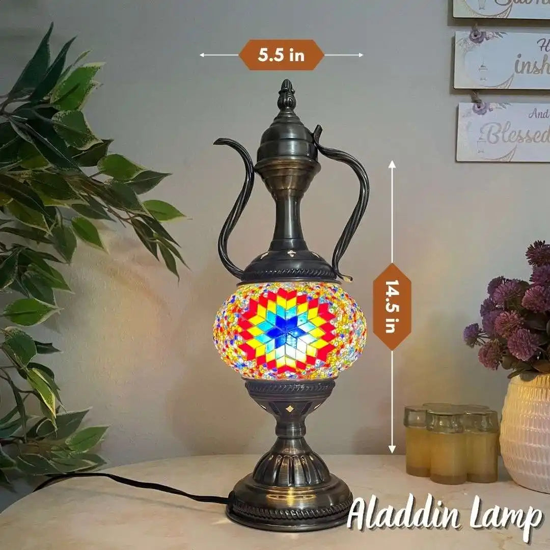 Handmade Turkish Moroccan Mosaic Lamp – Dallas Rainbow -  turkish-lamp-workshop-PedalisaArt