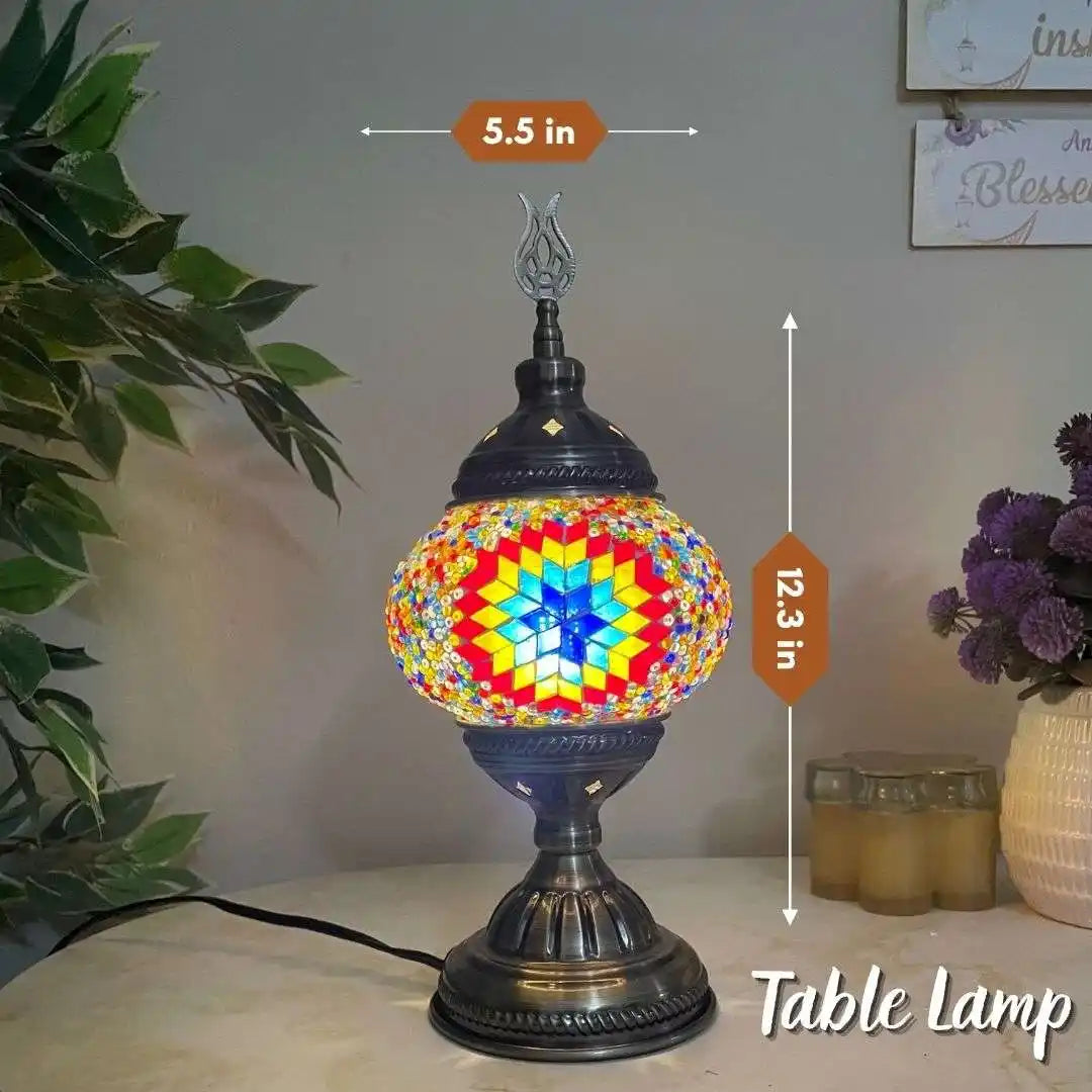 Handmade Turkish Moroccan Mosaic Lamp – Dallas Rainbow -  turkish-lamp-workshop-PedalisaArt