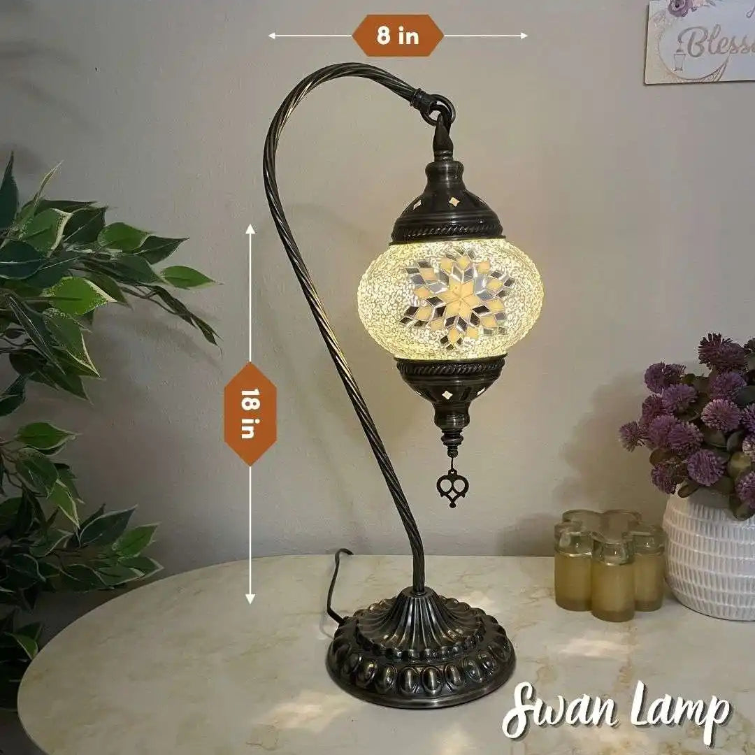 Handmade Turkish Moroccan Mosaic Lamp - Houston White Mirror -  turkish-lamp-workshop-PedalisaArt