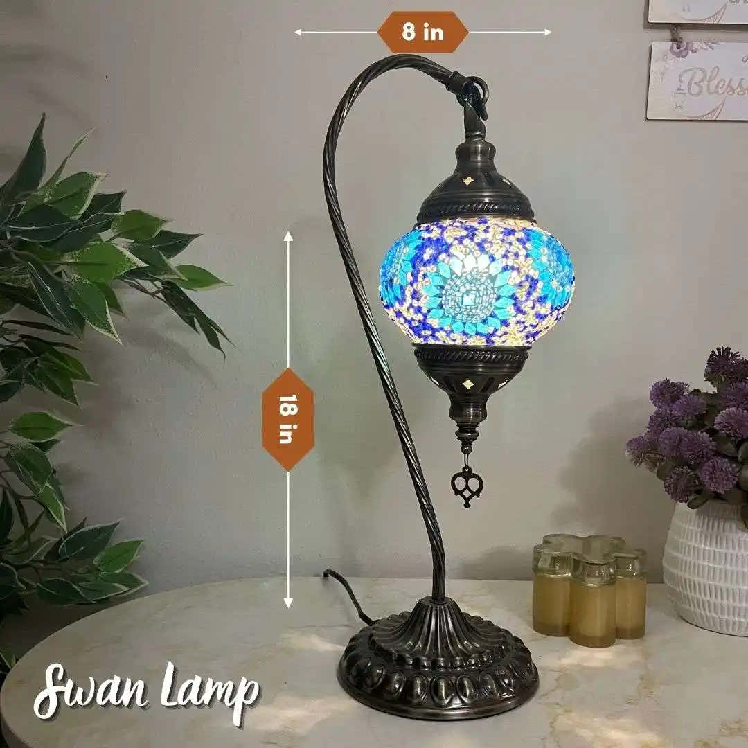 Handmade Turkish Moroccan Mosaic Lamp - Kansas Blue -  turkish-lamp-workshop-PedalisaArt