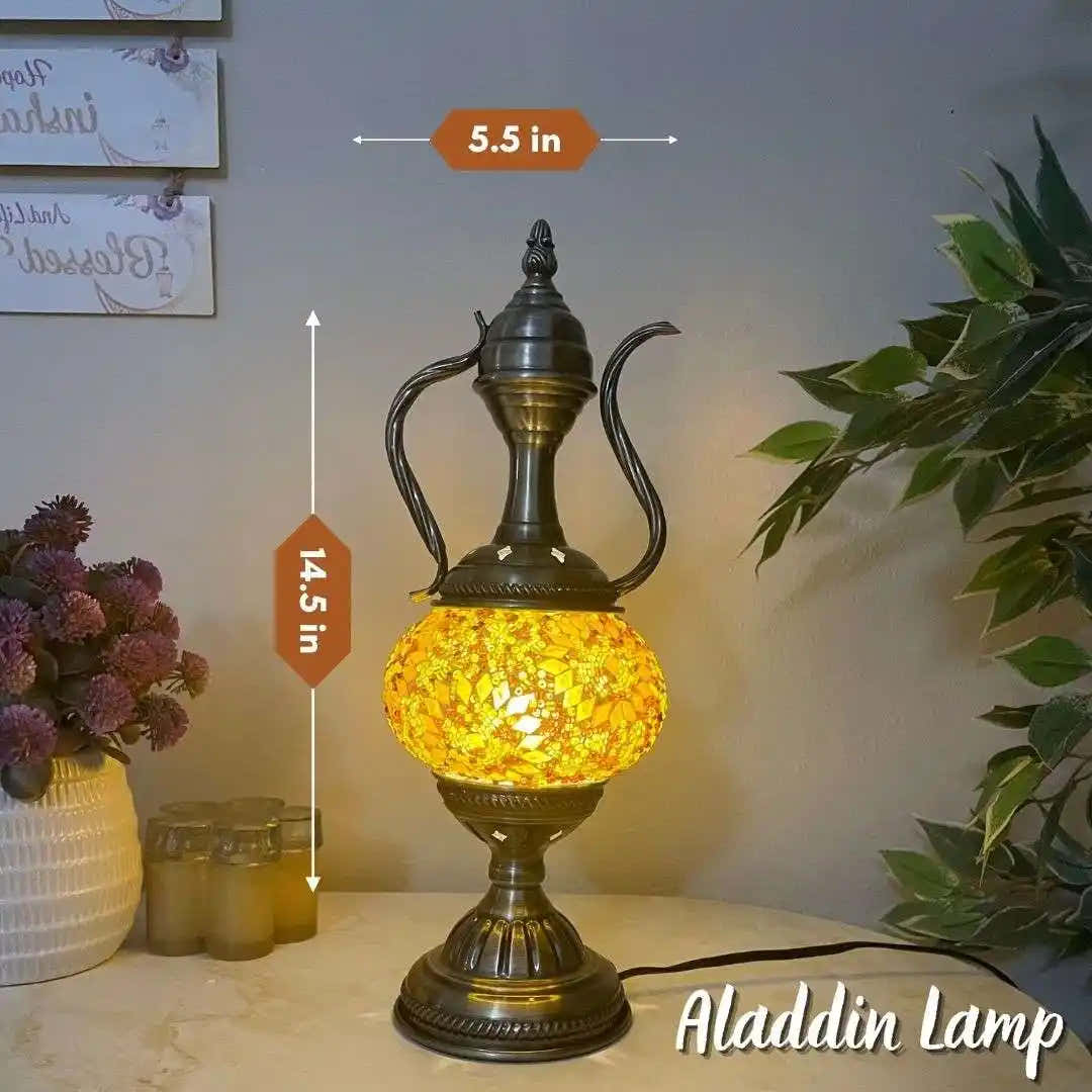 Handmade Turkish Moroccan Mosaic Lamp - Kansas Yellow Brown -  turkish-lamp-workshop-PedalisaArt