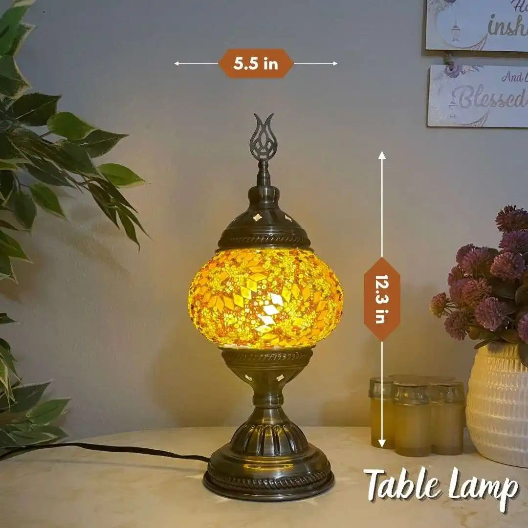 Handmade Turkish Moroccan Mosaic Lamp - Kansas Yellow Brown -  turkish-lamp-workshop-PedalisaArt