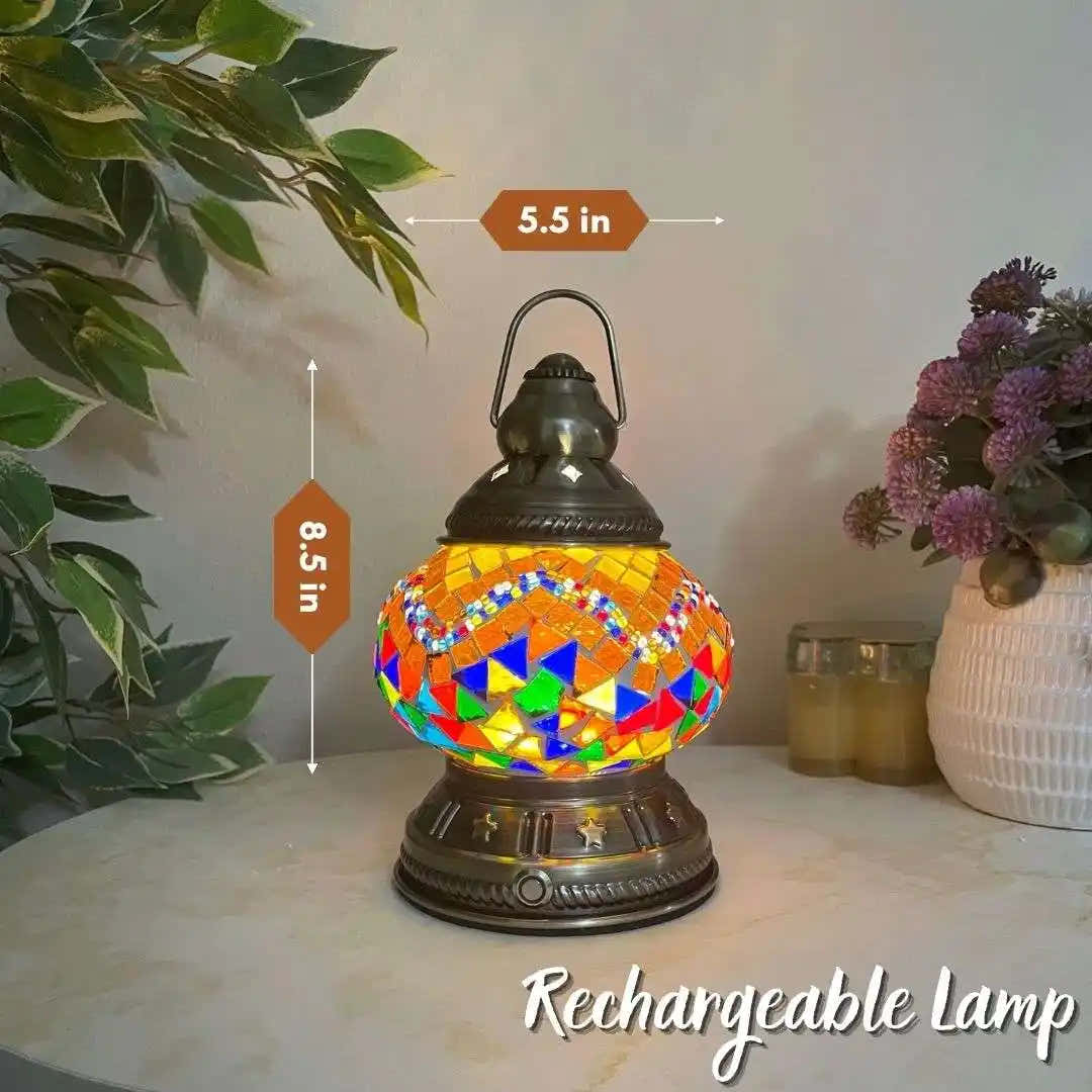 Handmade Turkish Moroccan Mosaic Lamp - Mexico Mix Color -  turkish-lamp-workshop-PedalisaArt
