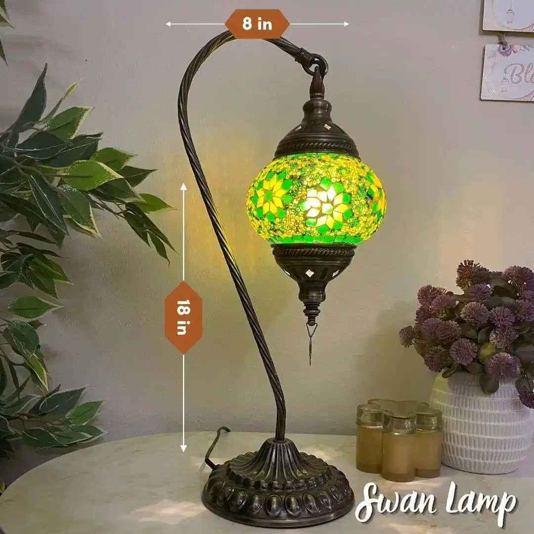Handmade Turkish Moroccan Mosaic Lamp - Miami Green-Yellow -  turkish-lamp-workshop-PedalisaArt