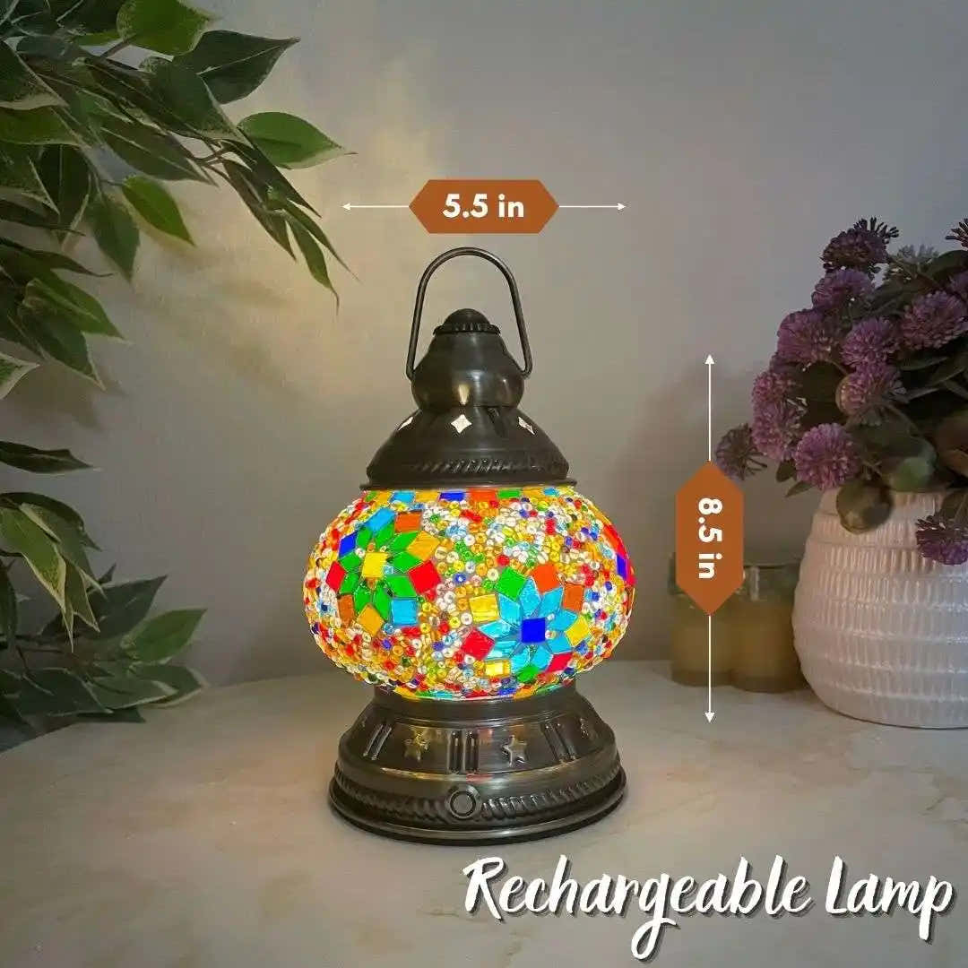 Handmade Turkish Moroccan Mosaic Lamp - Miami Rainbow -  turkish-lamp-workshop-PedalisaArt